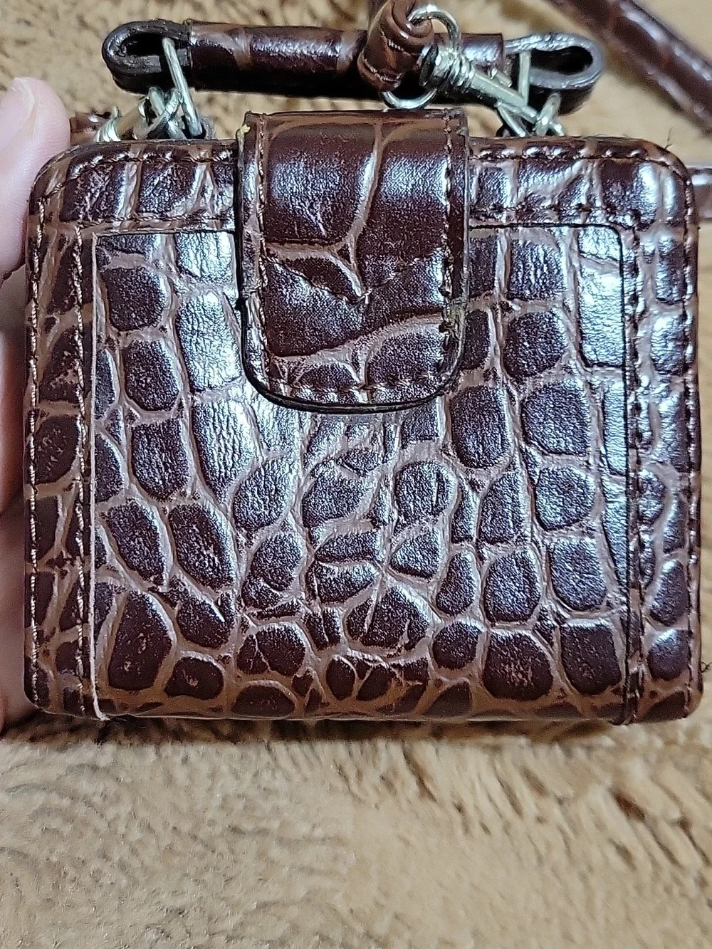 Mini Brown & Blue Heart Accent Crossbody Bag - Picture 10 of 10